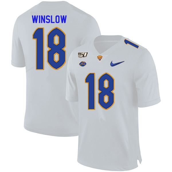2019 Men #18 Ryan Winslow Pitt Panthers College Football Jerseys Sale-White - Click Image to Close